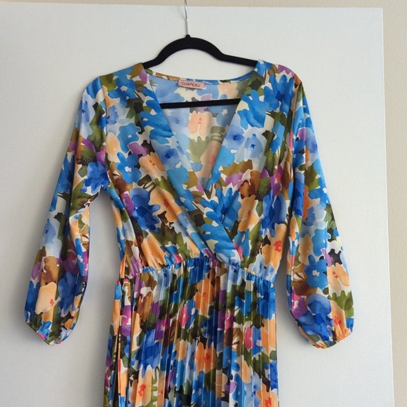 Blue Floral Midi Dress - Picture 3 of 6